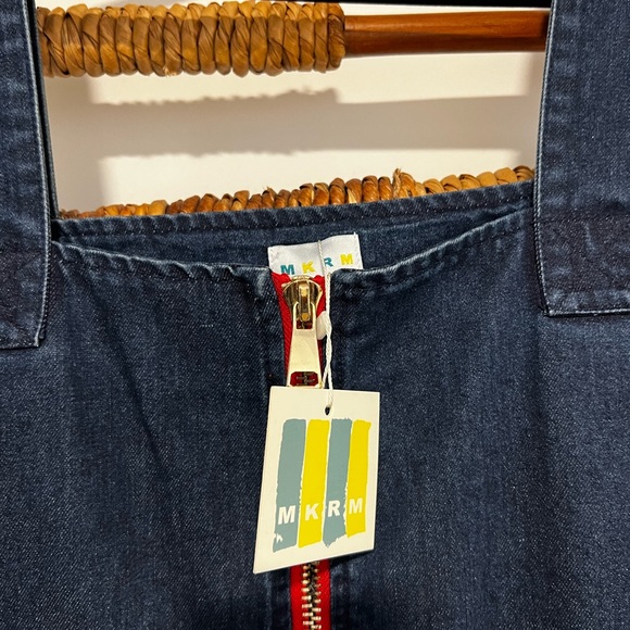 MKRM Dark Wash Denim Overall Dress with Red Zipper - Picture 2 of 3